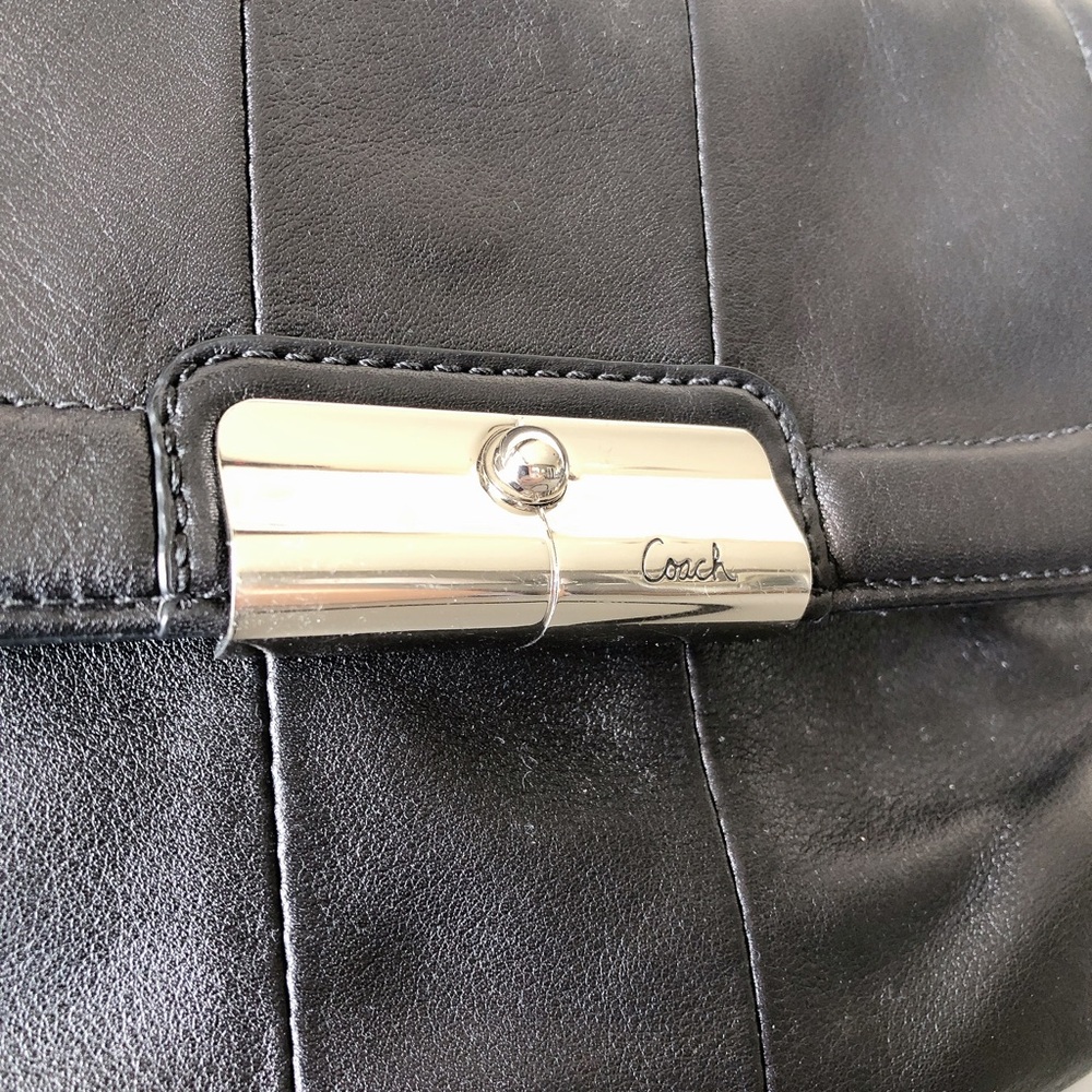 Coach black leather crossbody bag purse silver hardware wallet women’s - Picture 4 of 17